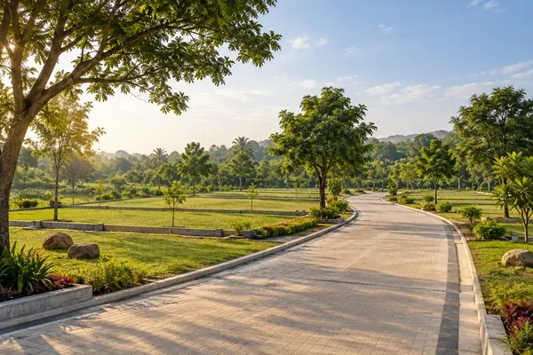 Illustrative landscaped residential plot layout
